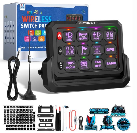 Rofaborð 12 rofa m.RGB lýsingu þráðlaust