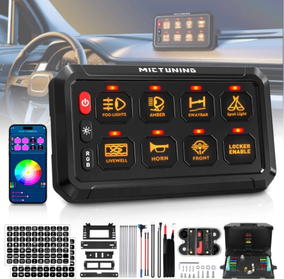 Rofaborð 8 rofa m.RGB lýsingu APP