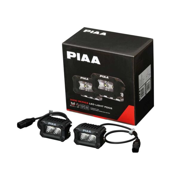 Piaa 2000 LED bakk/vinnuljós í setti flood geisli